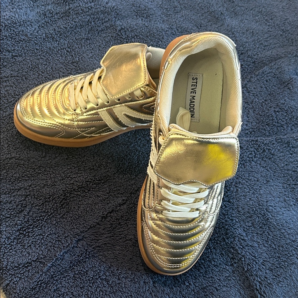 Steve Madden Gold Quilted High-Top Sneakers